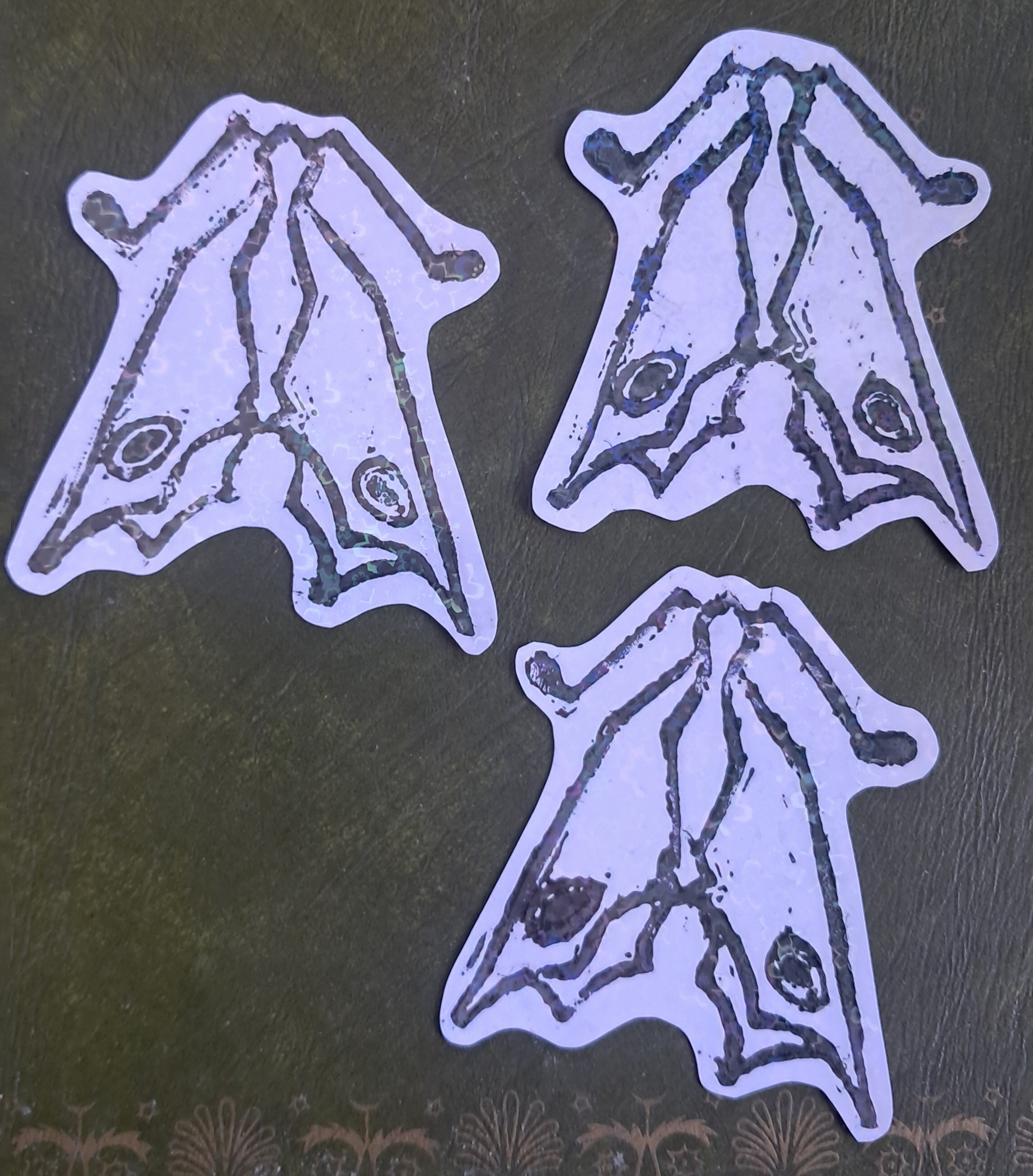 closed wing moth lino cut sticker
