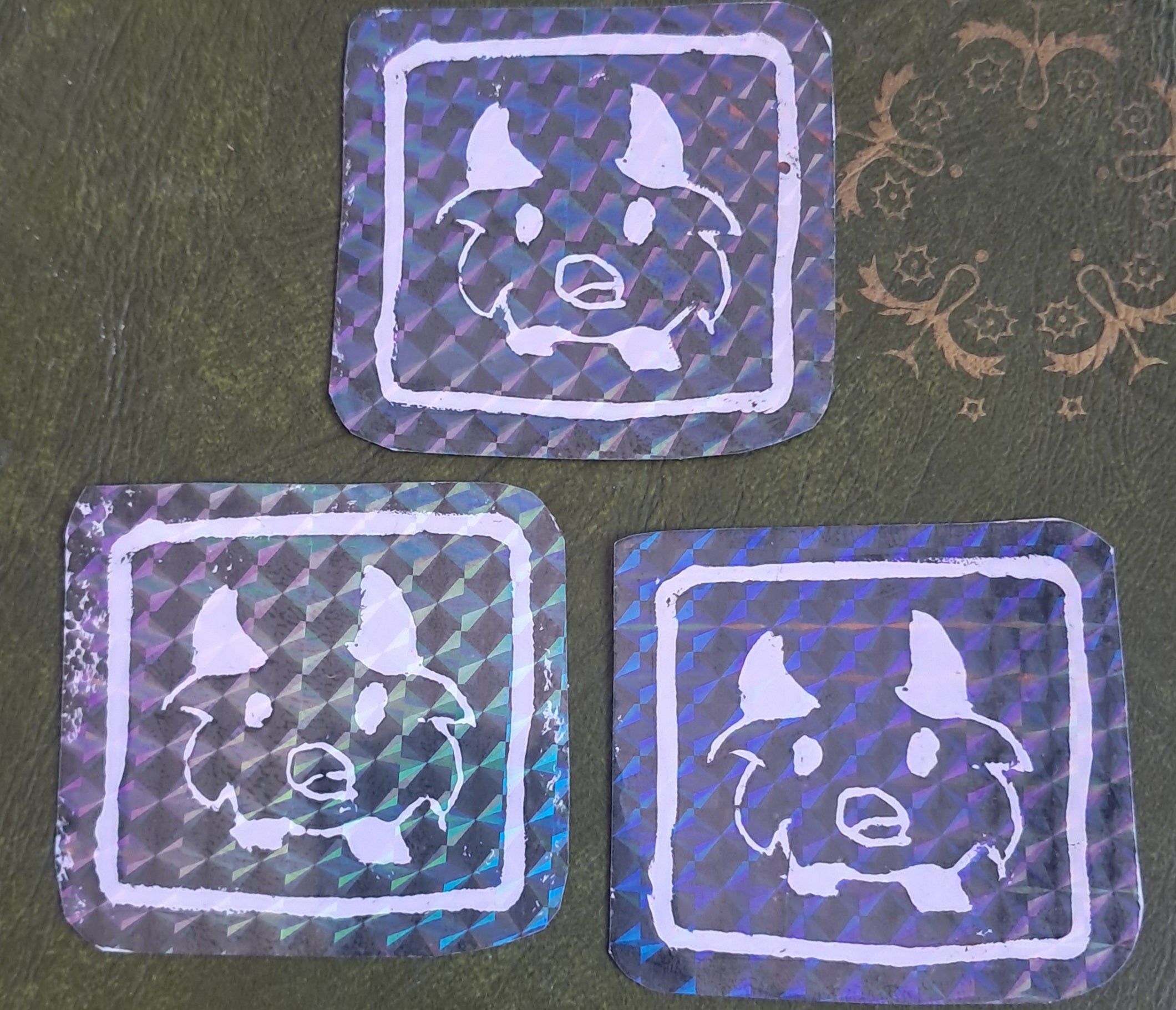 little goober lino cut stickers