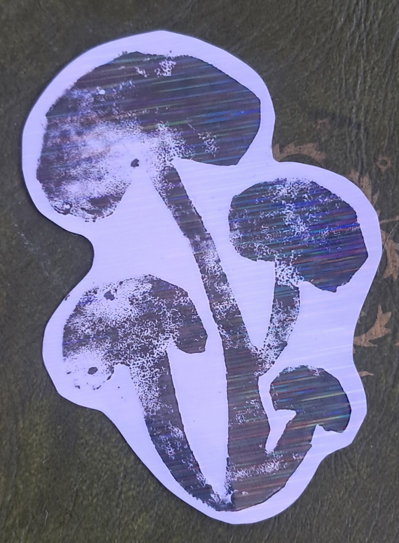 mushroom lino cut sticker