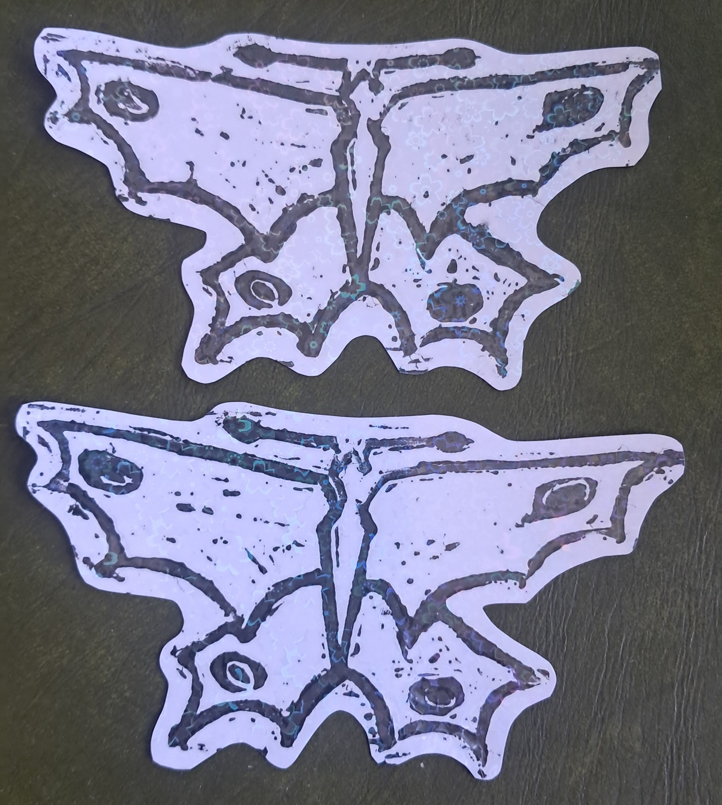 open wing butterfly lino cut sticker