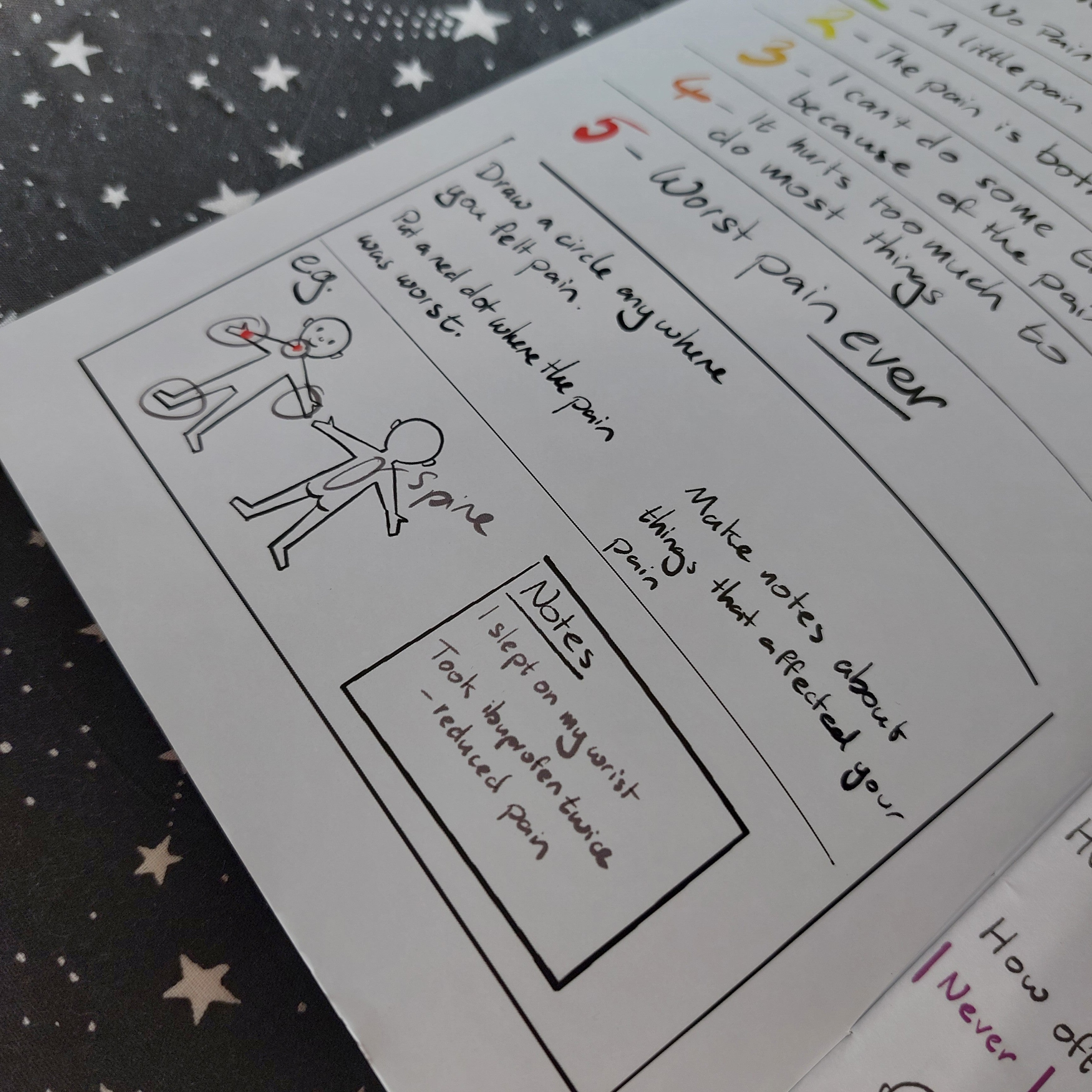 Pain diary (slight misprint)