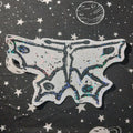 open wing butterfly lino cut sticker