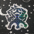 Sad sun jester lino cut sticker