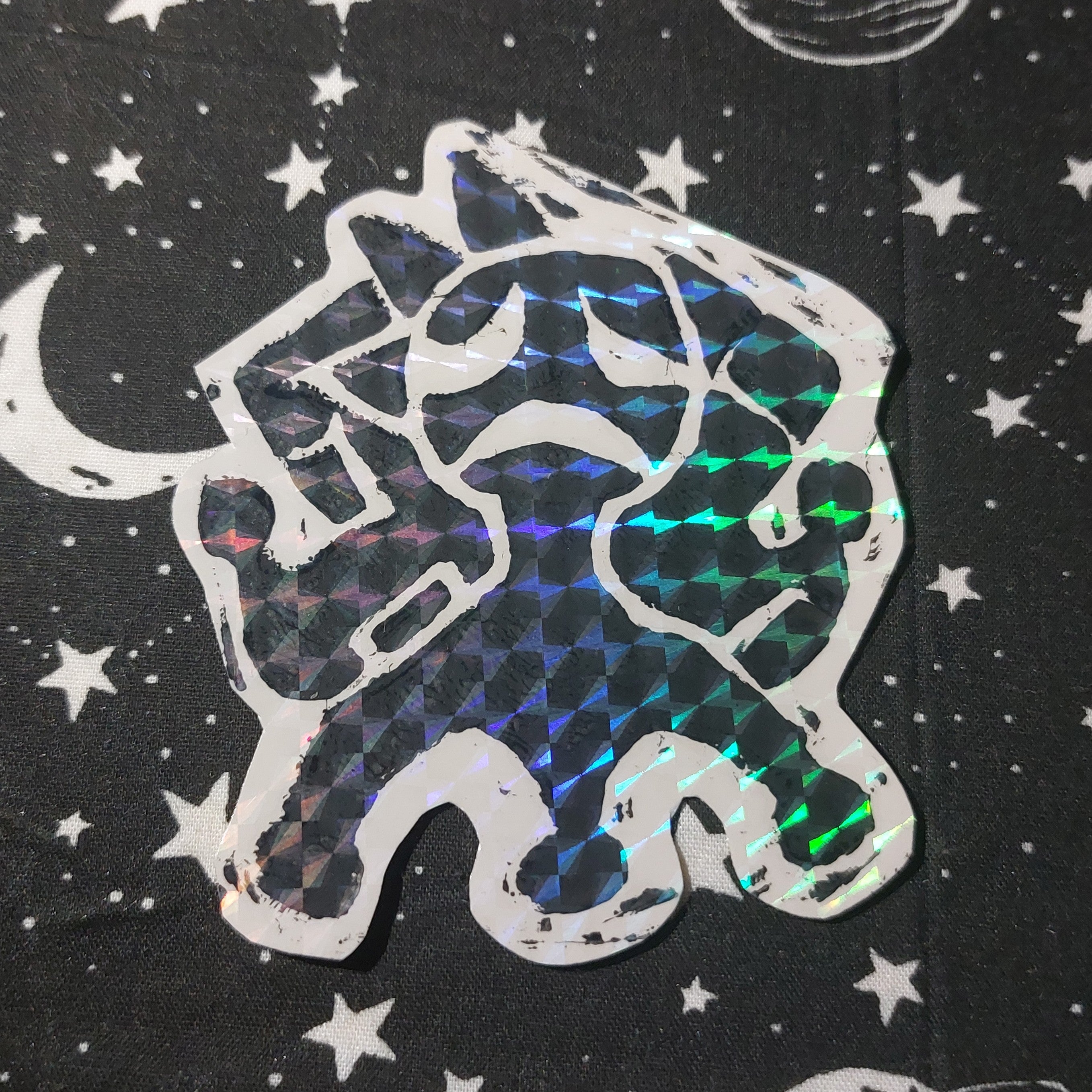 Sad sun jester lino cut sticker