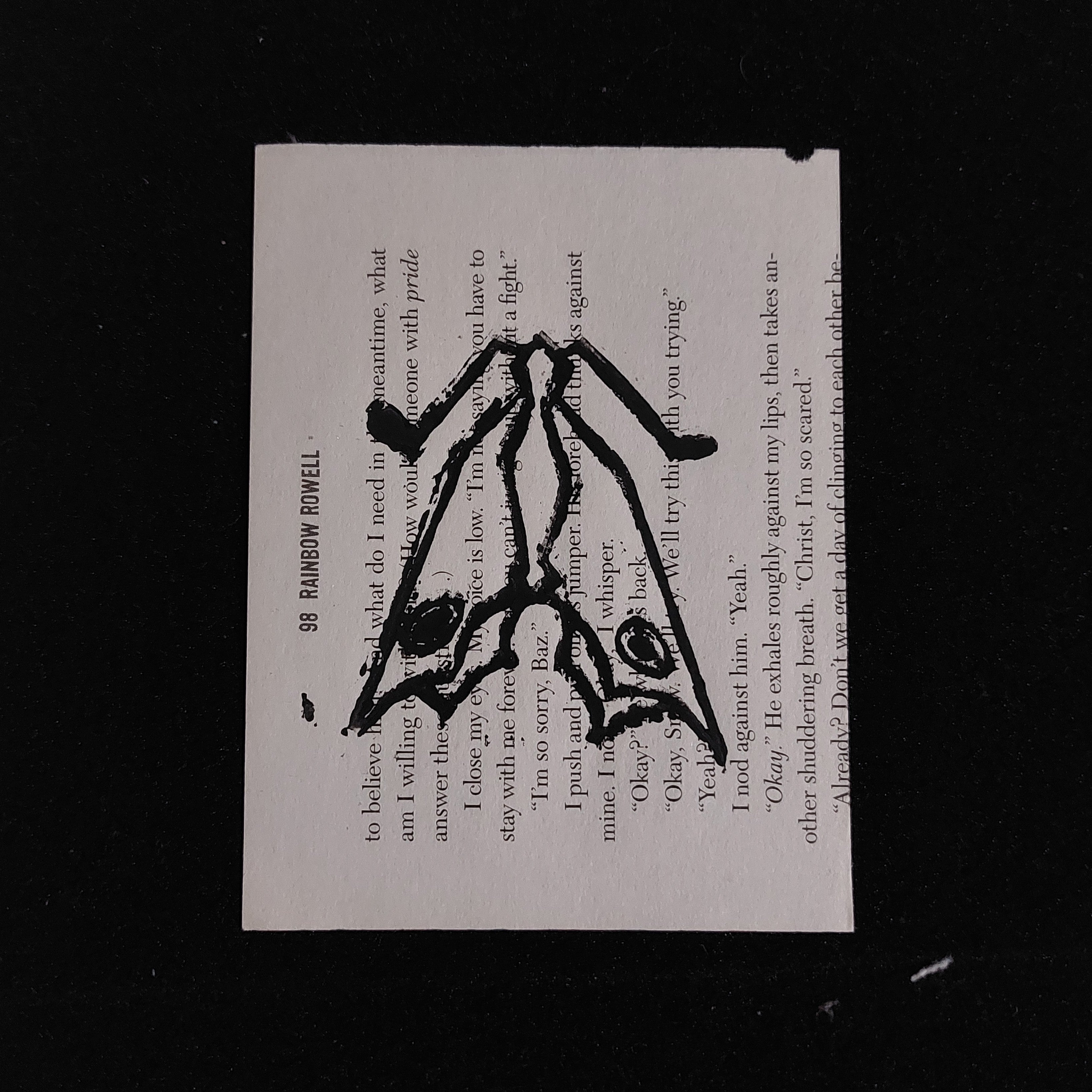 Closed wing moth lino print