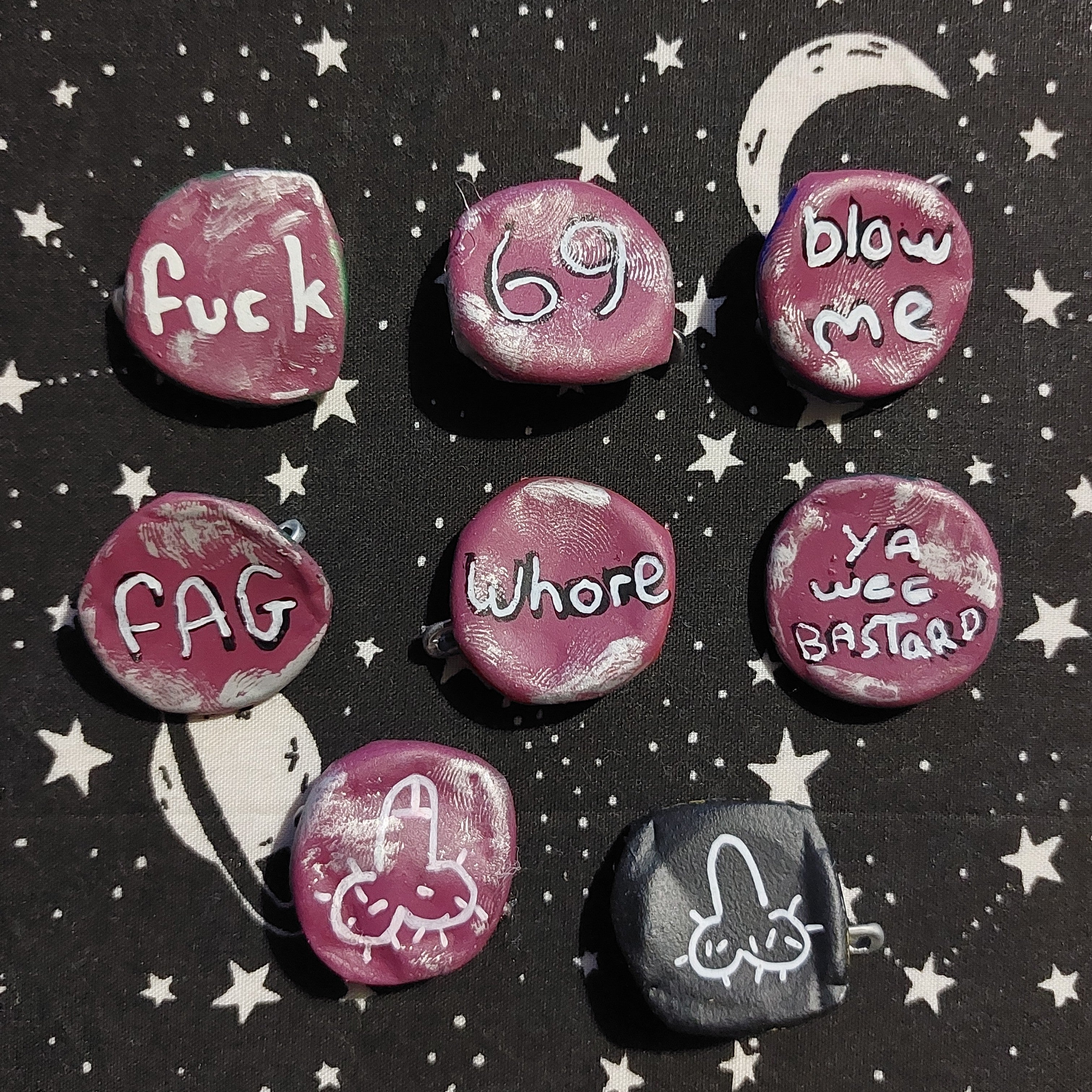 Rude bottle cap pins