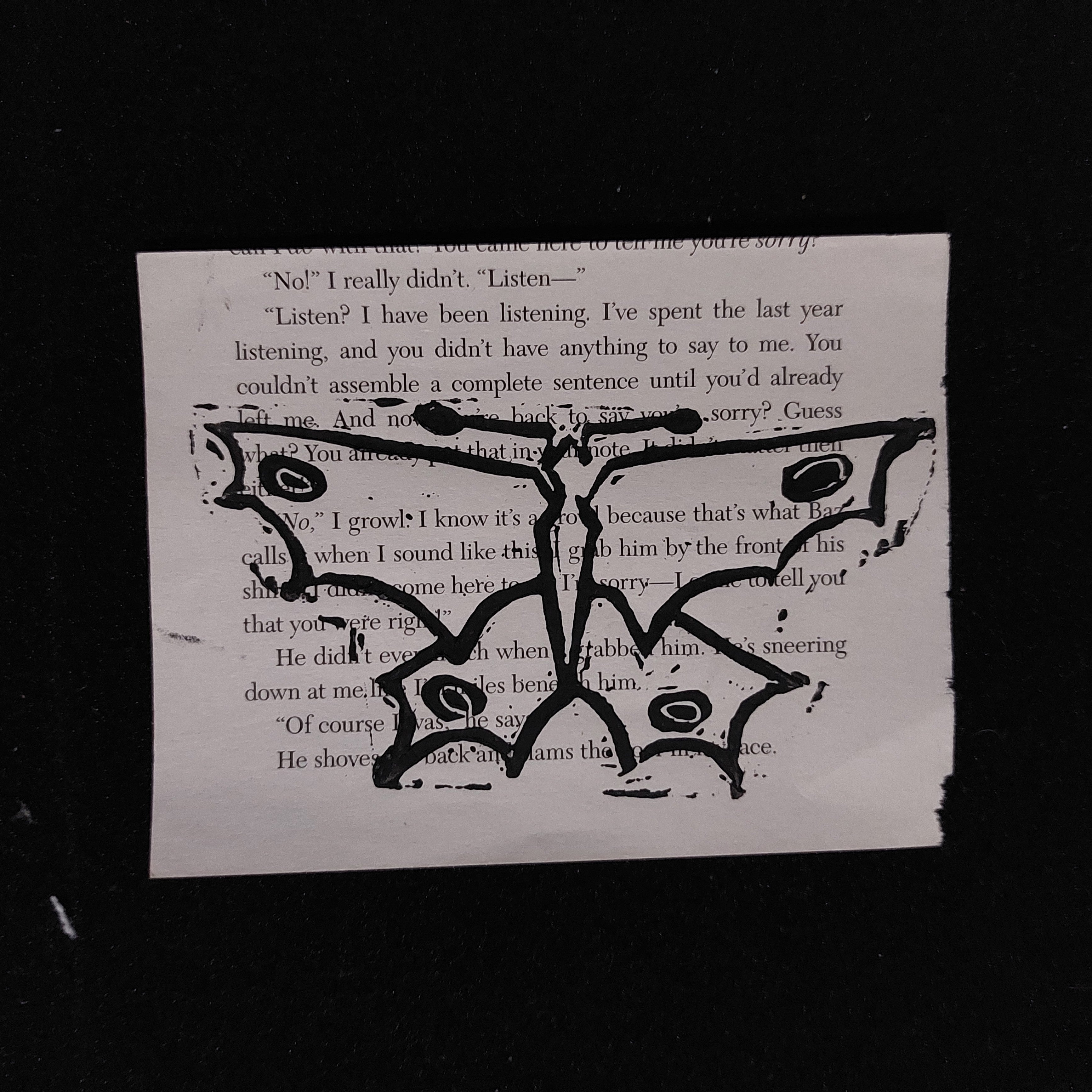 Open wing butterfly lino print