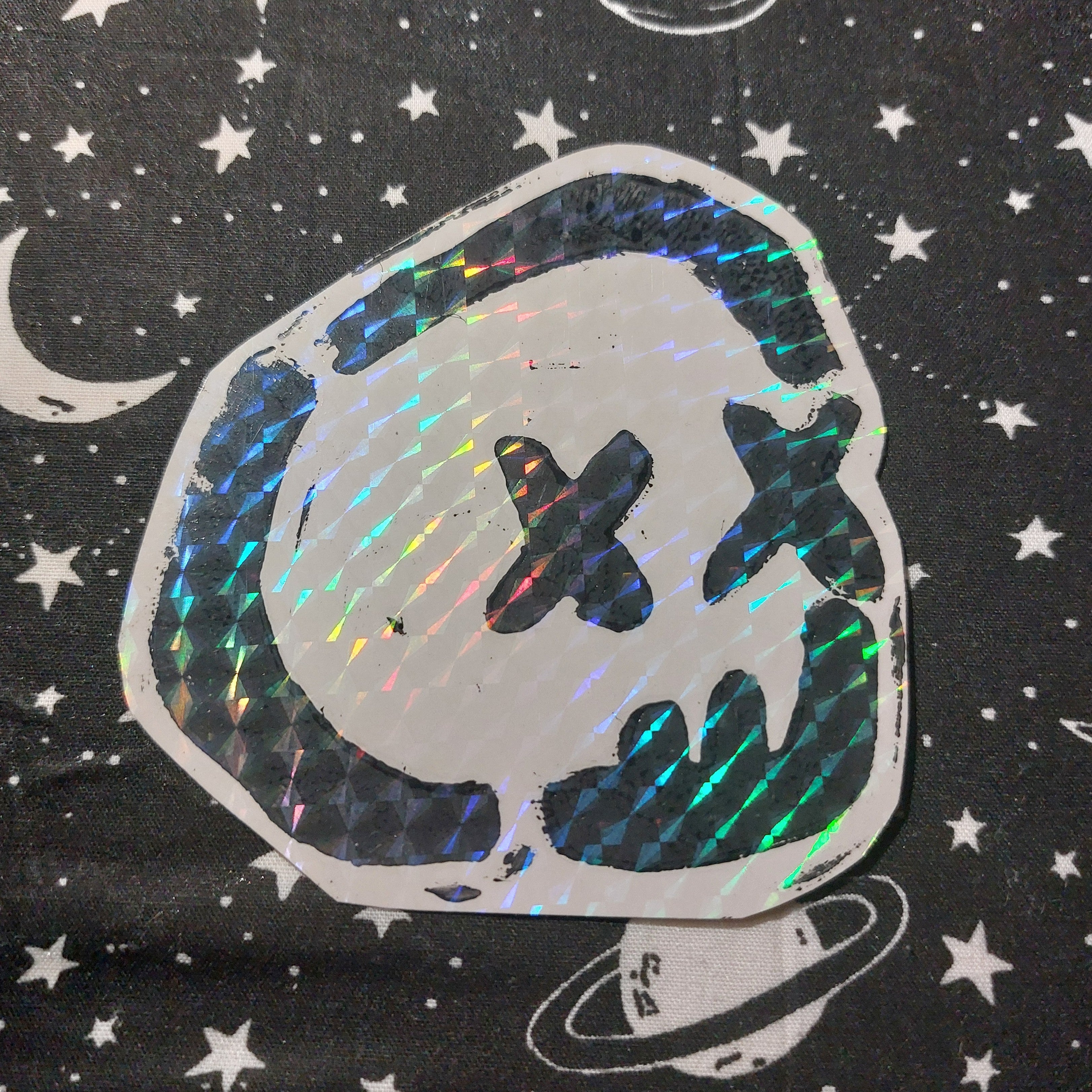 skull lino cut sticker