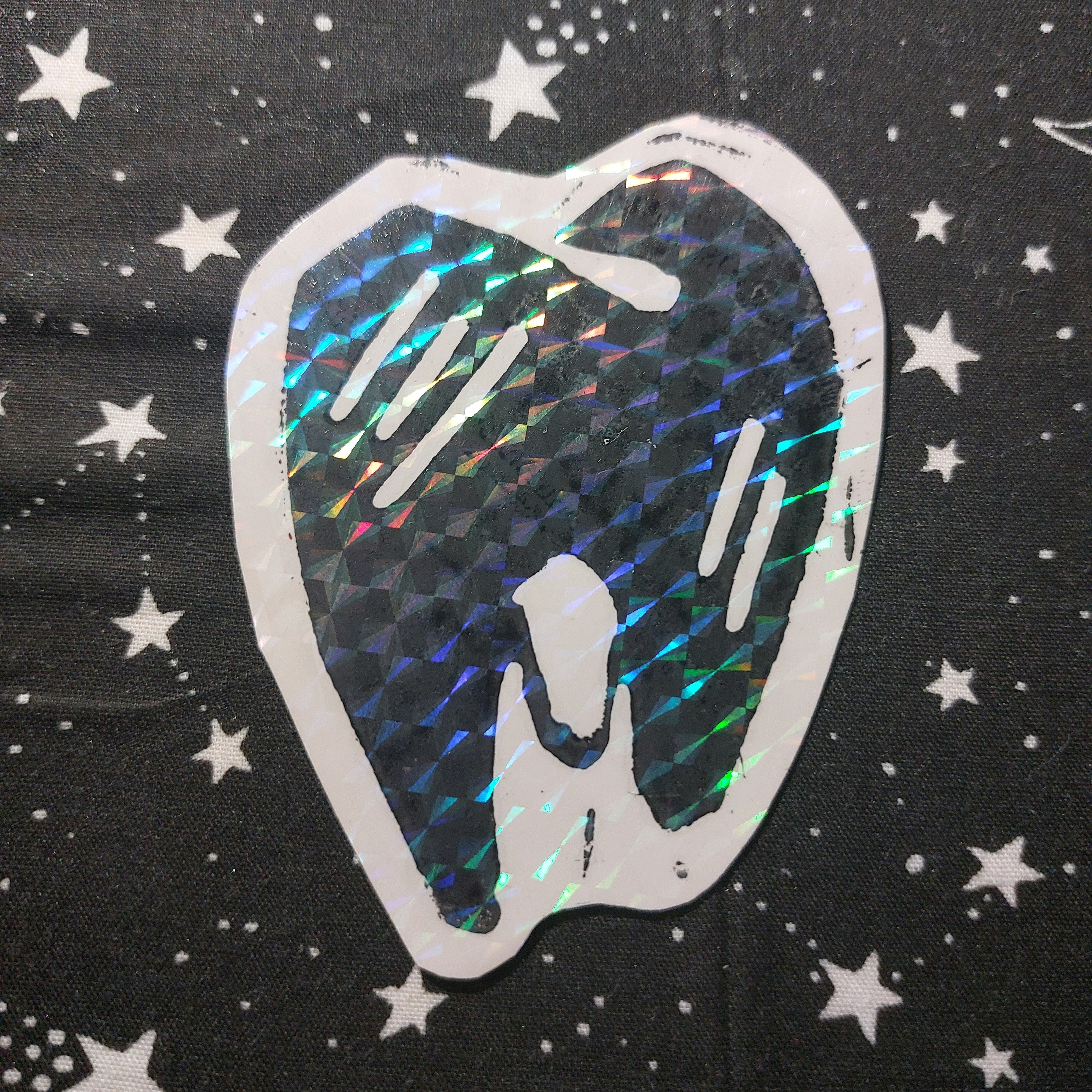 tooth lino cut sticker