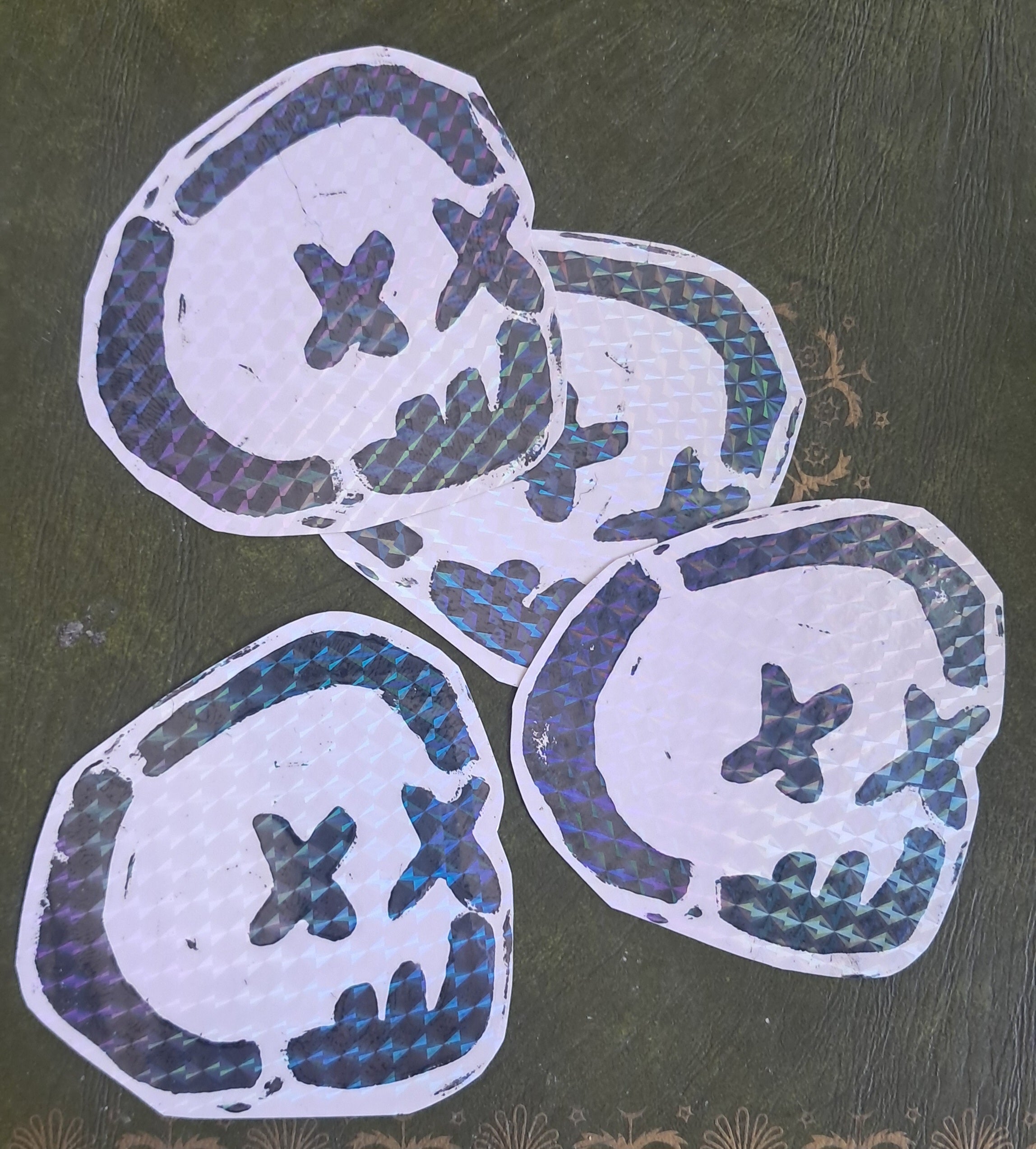 skull lino cut sticker
