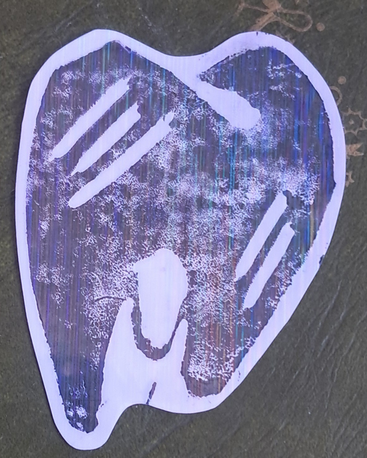 tooth lino cut sticker